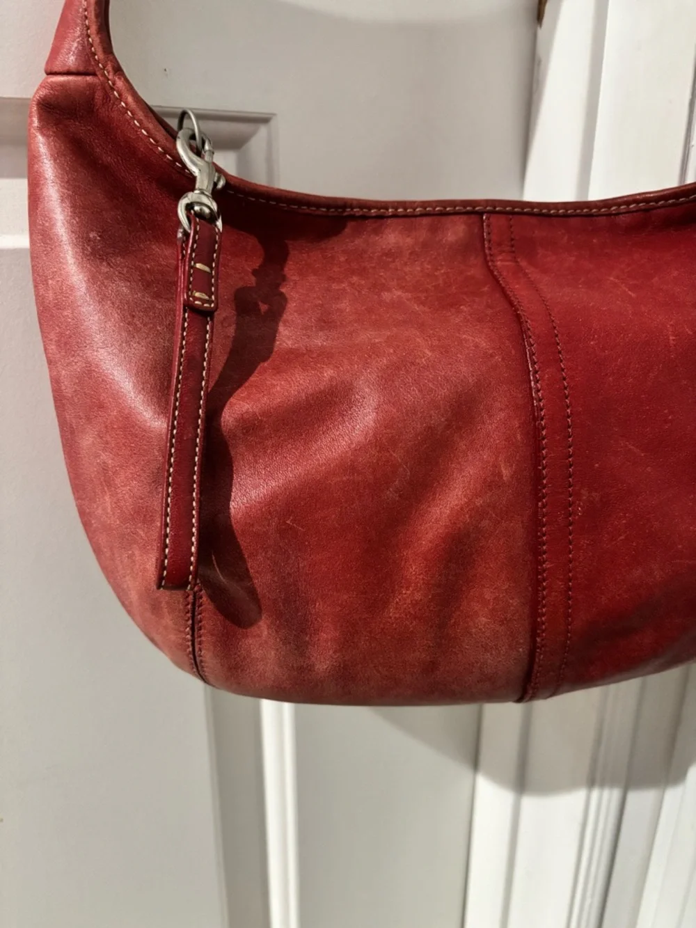 Vintage Coach Ergo 9219 Red Leather Hobo Shoulder Bag Y2K Slouchy Cowhide Purse - Picture 4 of 11